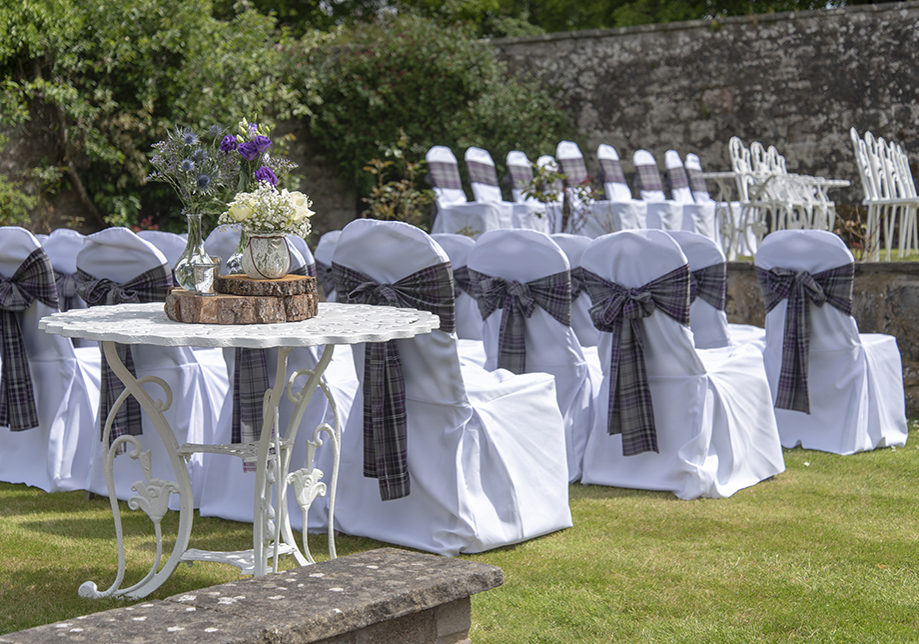 Ceremony chairs set up for wedding